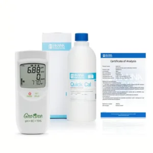 Hanna Instruments GroLine Hydroponic pH/EC/TDS Portable Meter + Quick Calibration Solution (HI9814 + HI9828-25 Kit)